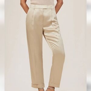 Reiss Celia Satin Tapered Trousers in Neutral